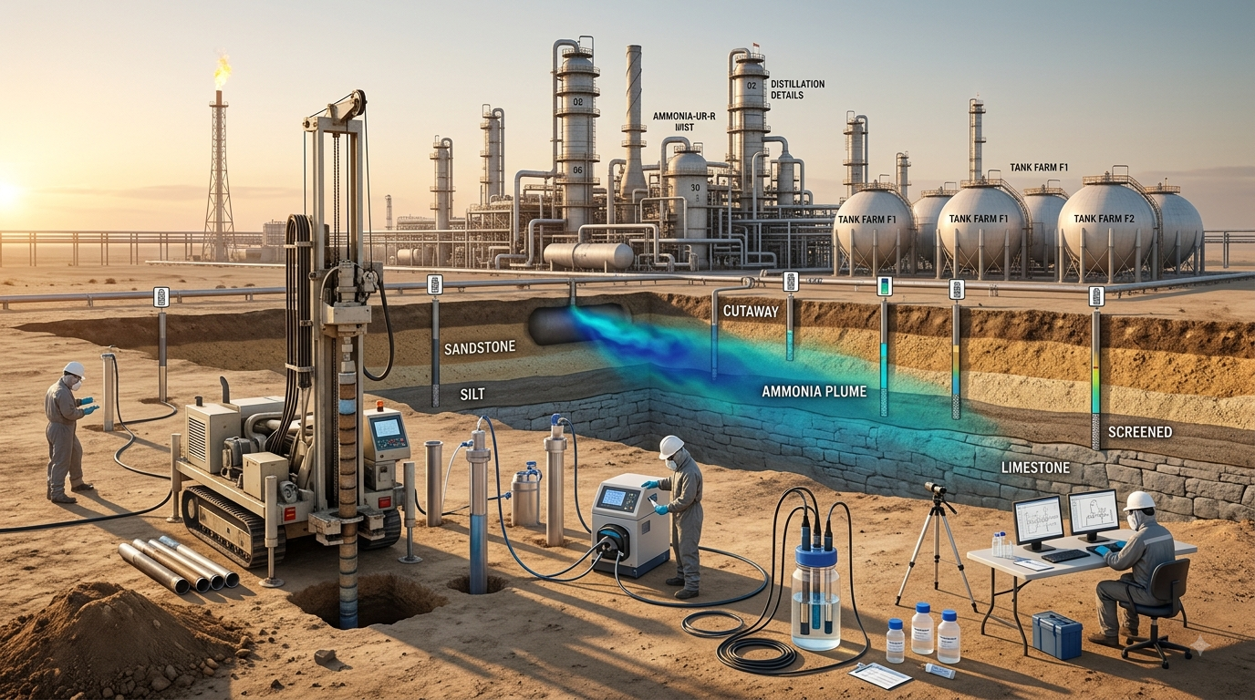 Ammonia concentration model used in groundwater contamination control
