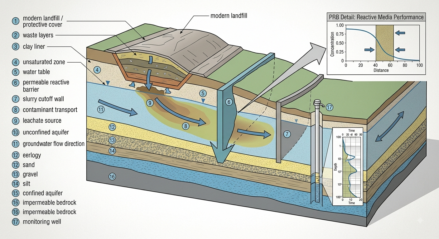 Subsurface geological modelling and groundwater contamination plume analysis