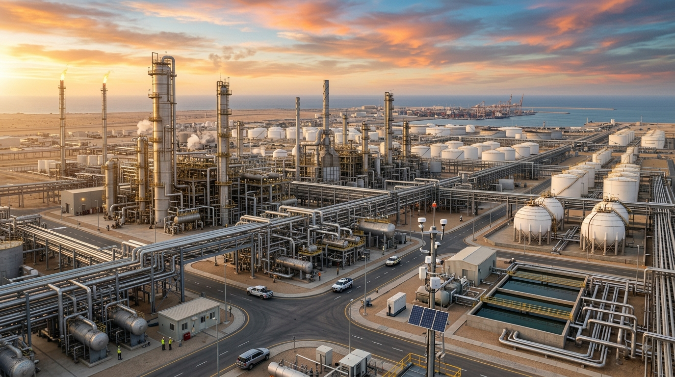 Jubail industrial coastal site, location of SASREF refinery